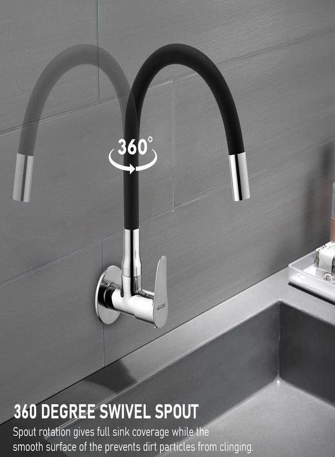 ALTON LRK9666 Brass, Sink Cock with Flexible Swivel Spout, Black & Chrome Finish (Single Flow) - Image 3